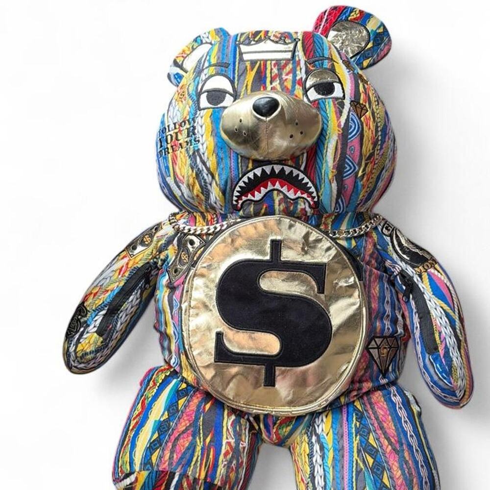 Multi colored bag teddy bear